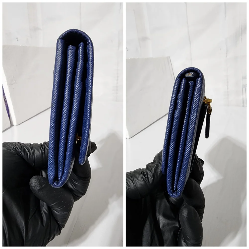 Prada Saffiano Leather Continental Wallet Blue
